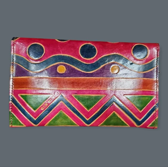 Vintage Leather Made in India Three Piece Clutch Wallet and Coin Purse Key Chain - Picture 6 of 14